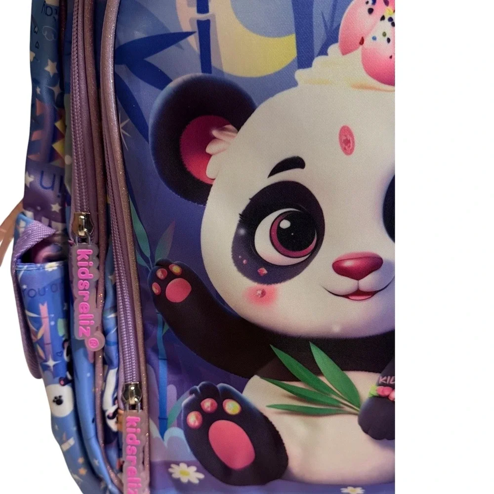 Kidspunk Kidsreliz Panda Backpack Purple Holographic School Bag GB-PD1-1